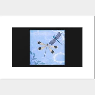 Dragonfly Cute Blue,Teal Floral Dragonflies & Butterflies  Hippie BOHO Style Dragonflies Nature Gift Products Posters and Art